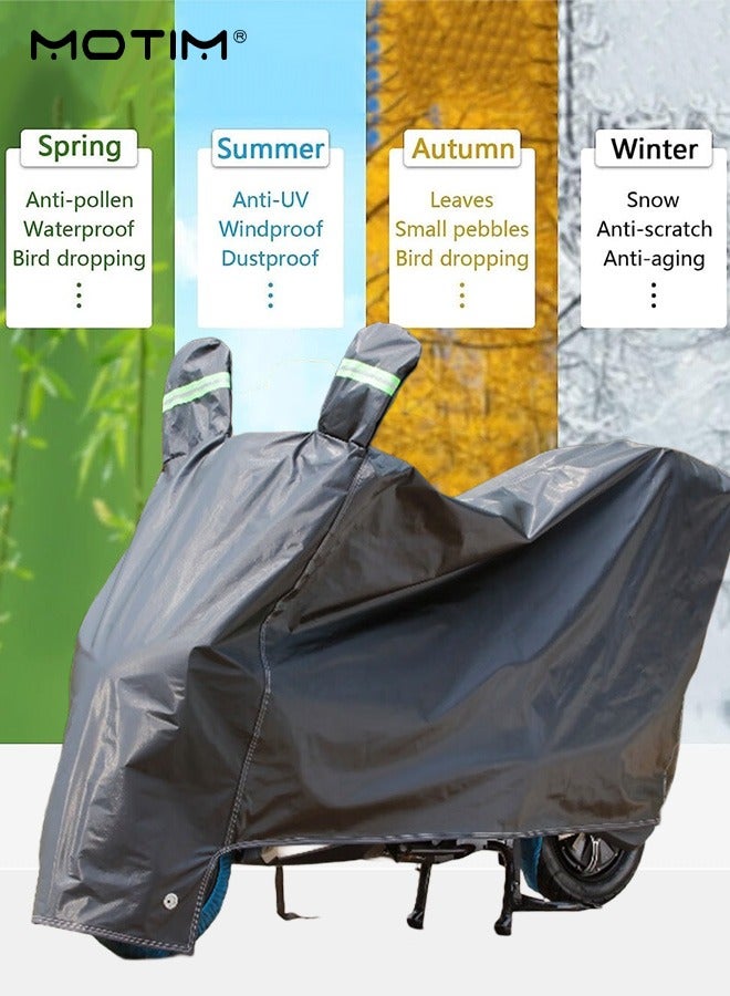 Motim 210D Motorcycle Cover with Ear Protection, Waterproof Sun Outdoor UV Protection with Reflective Strips, Motorbike Cover All Season Universal Weather, 4XL Motorcycles Vehicle Cover (295*140*110cm) - Image 4