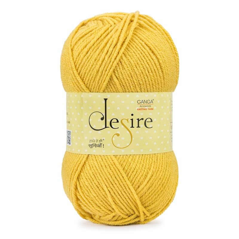Ganga Acrowools Acrylic Desire Hand Knitting and Crochet Yarn. Pack of 1 Ball - 100Gms. Shade No - DSR042, Dandelion - Image 2