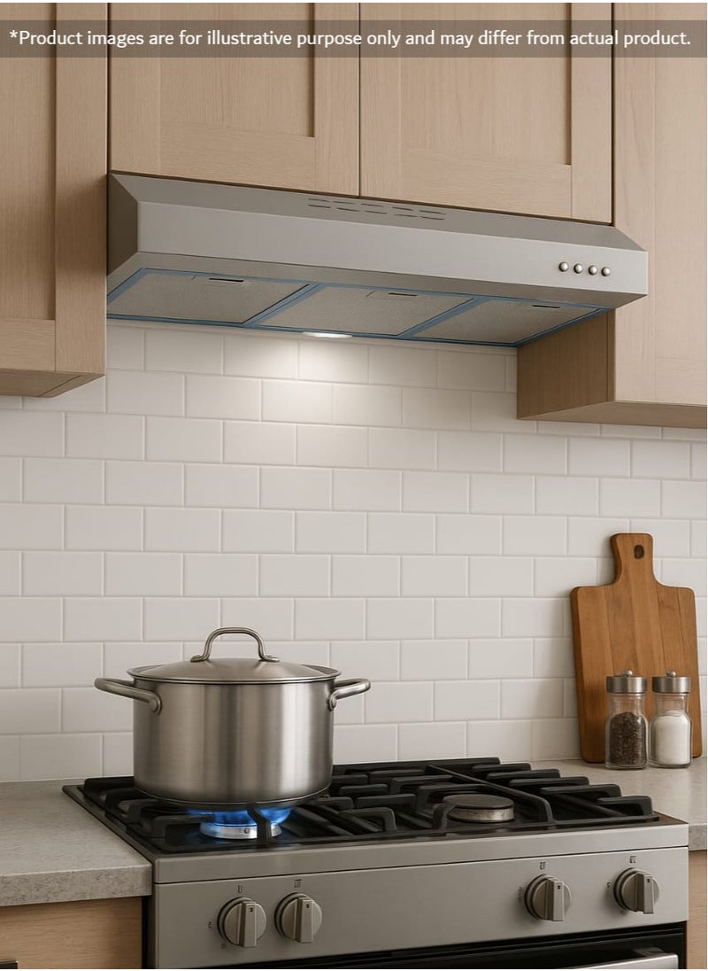 Purity - Kitchen Cooker Hood, 90 cm Wall-Mount, 450 m³/h Suction Power, 3-Speed Flat Design, LED Lighting, Silver Inox ( PTSLIM 90 X ) - Image 1