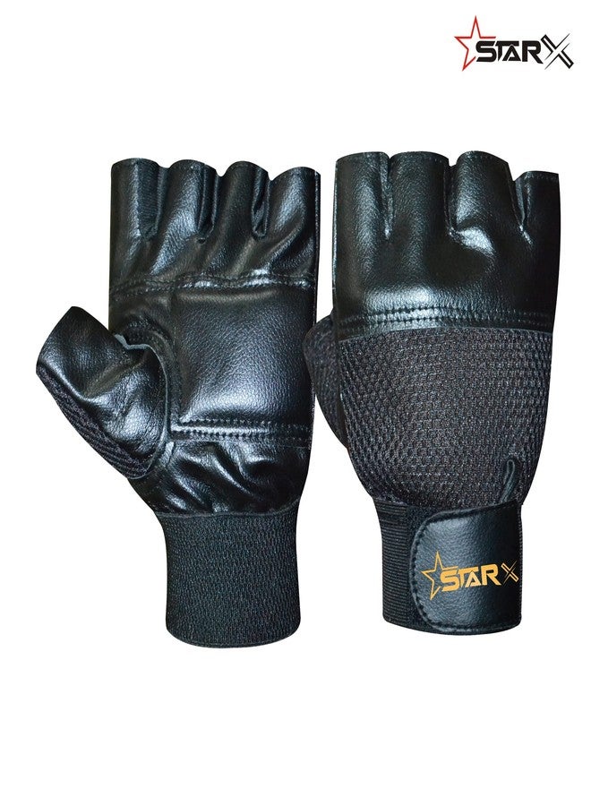 StarX Ultra Pro Gym Gloves Black Net(Faux Leather) - Image 4