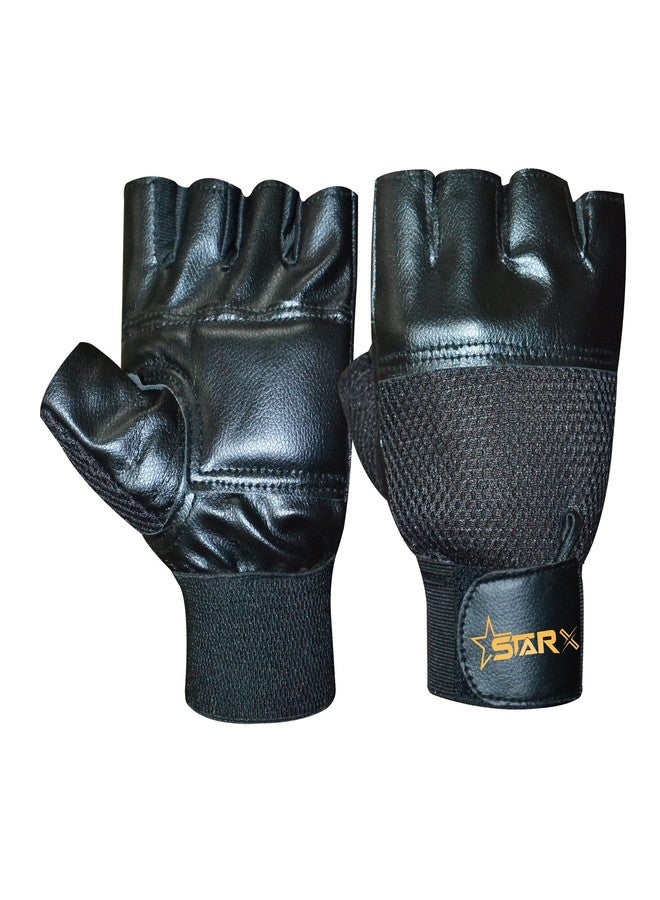 StarX Ultra Pro Gym Gloves Black Net(Faux Leather) - Image 2