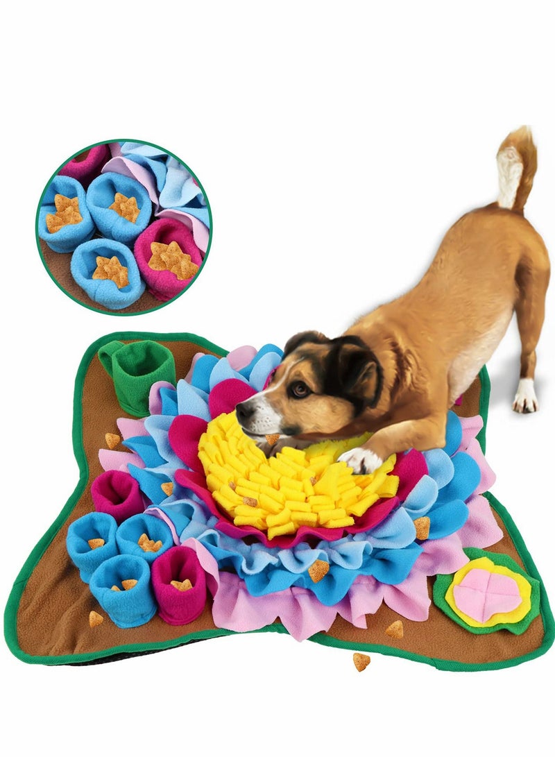Excefore Pet Snuffle Mat for Dogs, Sunflower Suction Cups Dog Treats Feeding with Puzzle Toys Nose-Work Encourages Natural Foraging Skills, 48 x 48cm - Image 1