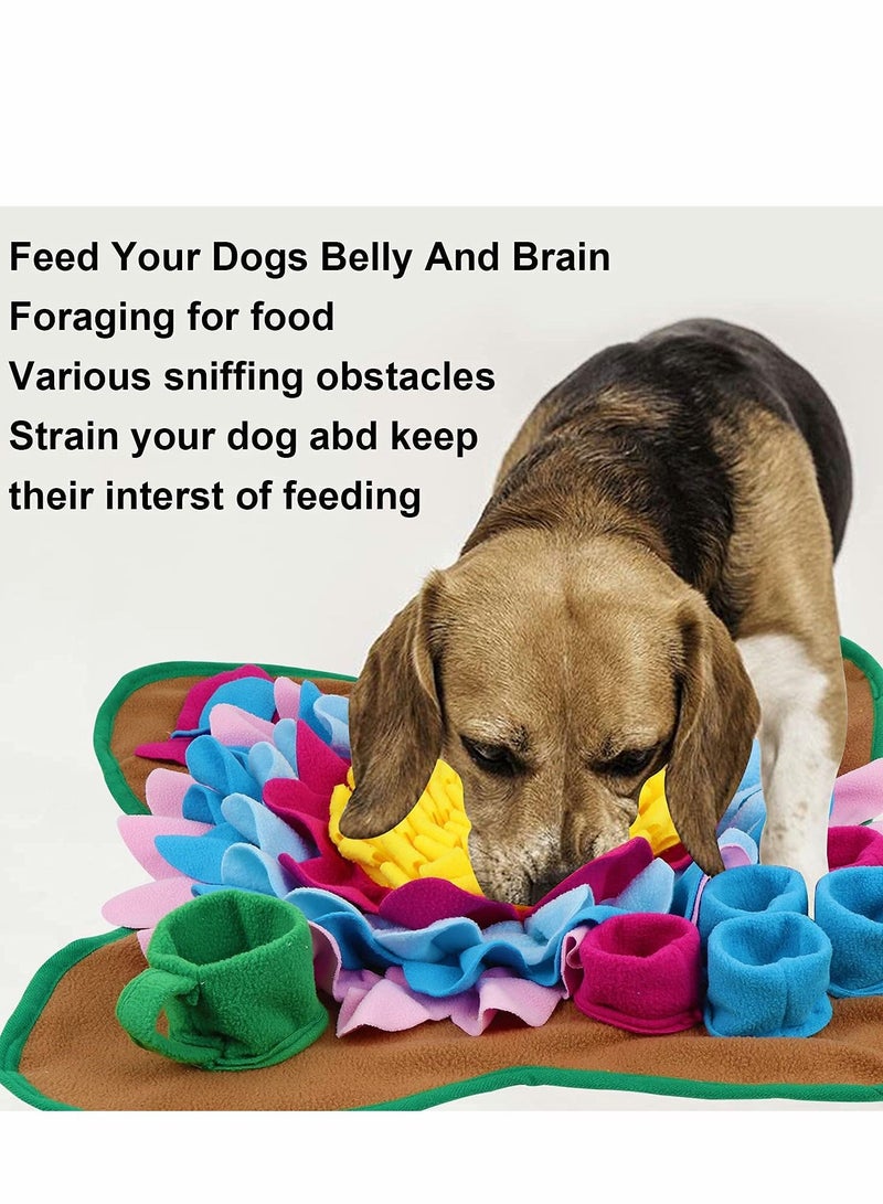 Excefore Pet Snuffle Mat for Dogs, Sunflower Suction Cups Dog Treats Feeding with Puzzle Toys Nose-Work Encourages Natural Foraging Skills, 48 x 48cm - Image 4