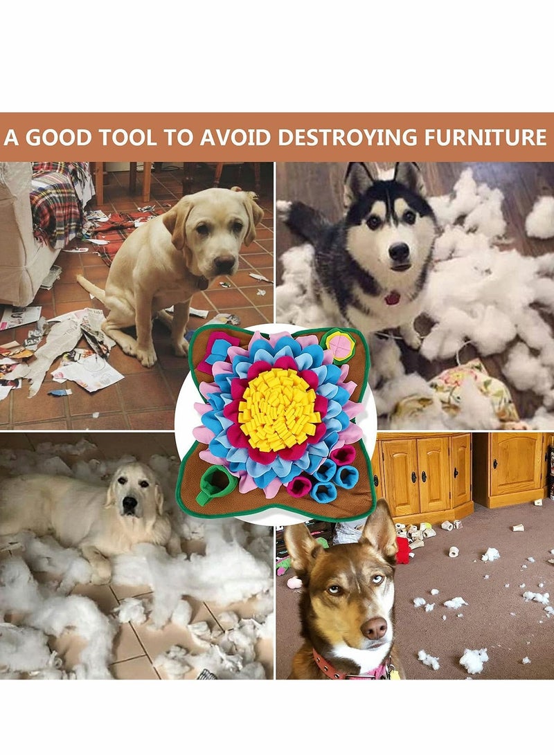 Excefore Pet Snuffle Mat for Dogs, Sunflower Suction Cups Dog Treats Feeding with Puzzle Toys Nose-Work Encourages Natural Foraging Skills, 48 x 48cm - Image 3