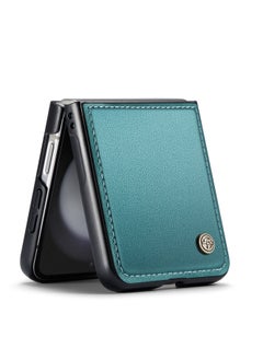 CaseMe Flip Wallet Case For Samsung Galaxy Z Flip 5 [RFID Blocking] PU Leather Wallet Flip Folio Case with Card Holder Kickstand Shockproof Phone Cover (Green)  - Image 5