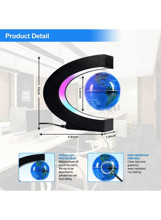 Flagest Magnetic Levitation Floating Globe, Levitating C Shape Globe with LED Lights for Education Home Office Desk Bookshelf Decor, Holiday Anniversary Creative Item(3.3 Inches) - Image 2