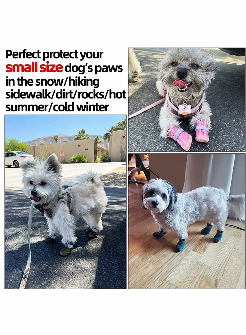 SYOSI Dog Shoes 4 Pcs Size 4 Anti Slip Breathable Waterproof Dog Booties Boot Paw Protector for Small Dog Dog Hiking Shoes with Reflective Adjustable Strap Zipper Puppy Shoe for Hot Pavement Winter Snow  - Image 2