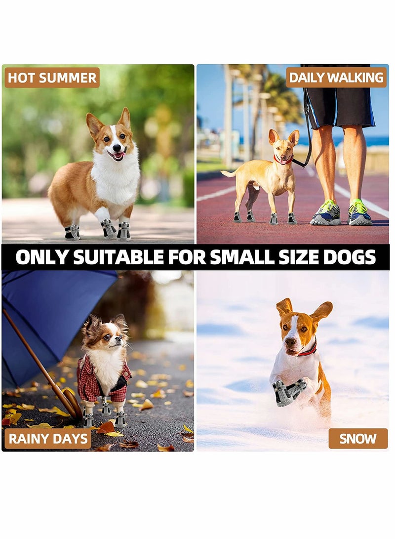 SYOSI Dog Shoes 4 Pcs Size 4 Anti Slip Breathable Waterproof Dog Booties Boot Paw Protector for Small Dog Dog Hiking Shoes with Reflective Adjustable Strap Zipper Puppy Shoe for Hot Pavement Winter Snow  - Image 3