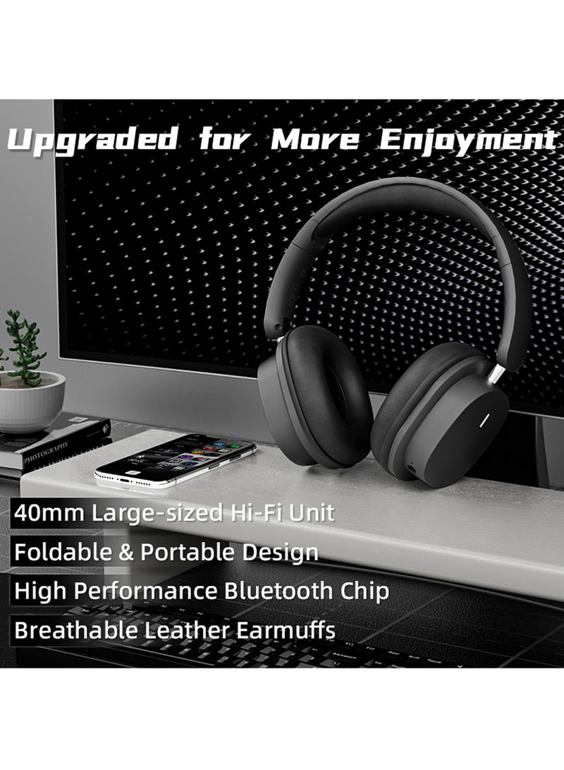TokFaa Bluetooth Headphones Over Ear HiFi Stereo Foldable Wireless Headphones with Microphone Noise Canceling Wireless Headphones for Home Office Travel（Black） - Image 3