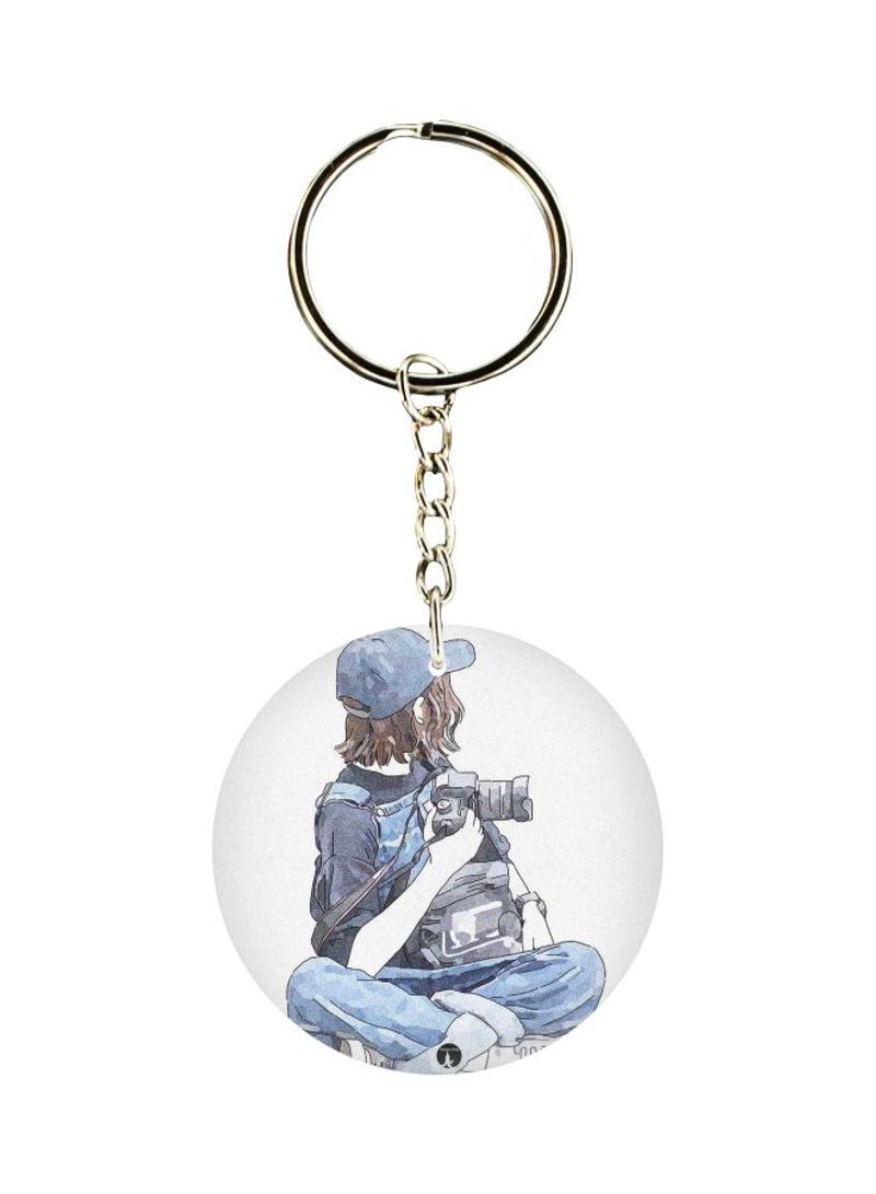 Girl Printed Double Sided Keychain