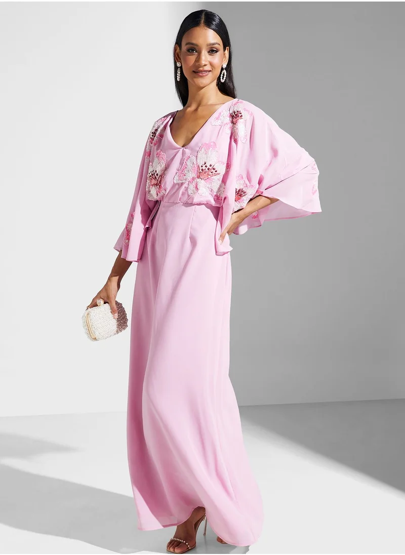 Maya Embellished V-Neck Dress