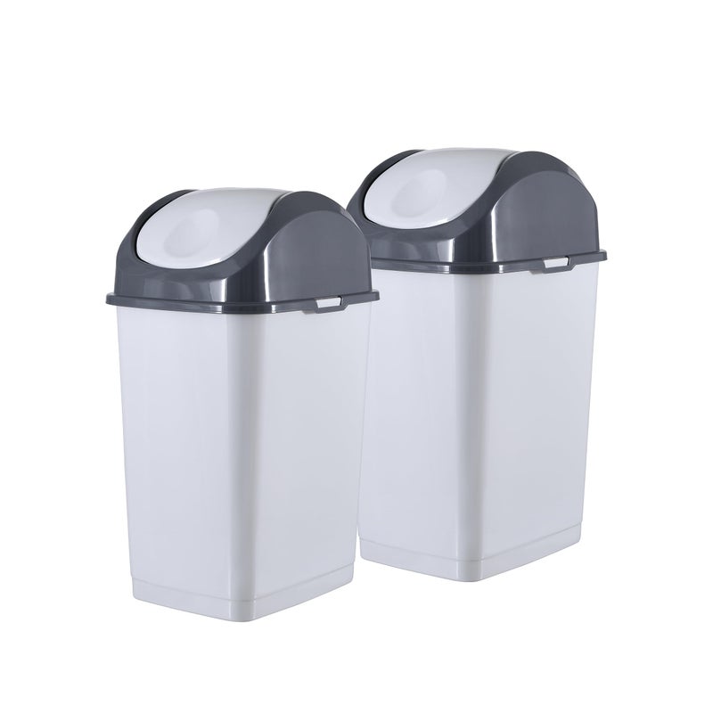 Superio Mini Desktop Trash Can with Swing Top Lid Portable Plastic Garbage Can for Countertop, Desktop, Make up Vanity, Bathroom, Car, Under Sink, Dorm Compact Waste Bin 5 L 1.25 Gal (2, Smoke/Grey) - Image 1