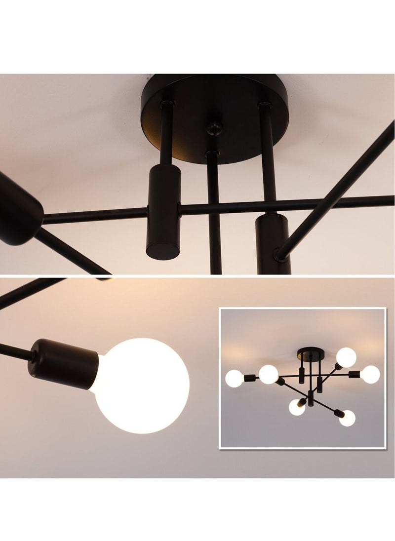 MIXDE Mid Century Sputnik Chandelier Modern Ceiling Lighting 6 Lights Adjustable Industrial Mount Pendant Light Fixture For Kitchen Living Dining Room Bedroom Foyer  - Image 3