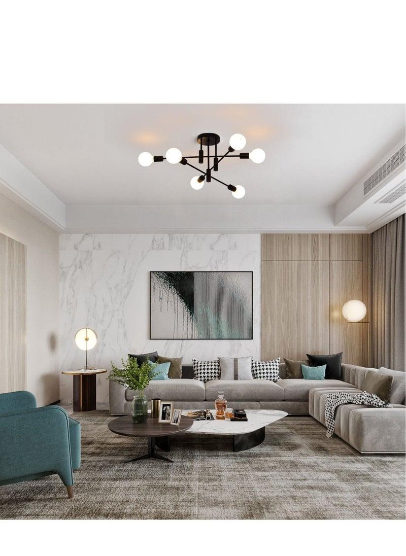 MIXDE Mid Century Sputnik Chandelier Modern Ceiling Lighting 6 Lights Adjustable Industrial Mount Pendant Light Fixture For Kitchen Living Dining Room Bedroom Foyer  - Image 5