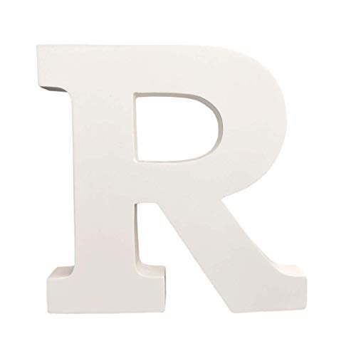 SMARTCAREWOOD Wooden R Letter- English Upper Case Alphabets Cutouts for Art and Craft Work (R_White_15x2.5 Cm) - Image 1