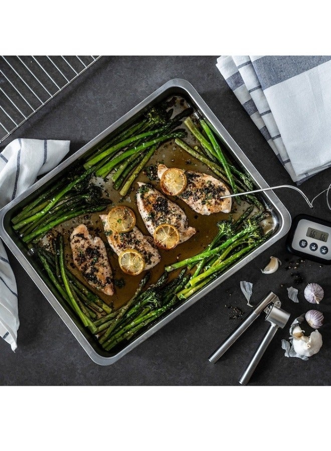 صينية تحميص مع رف شواء فضي/رمادي 40×32 سم - Image 3