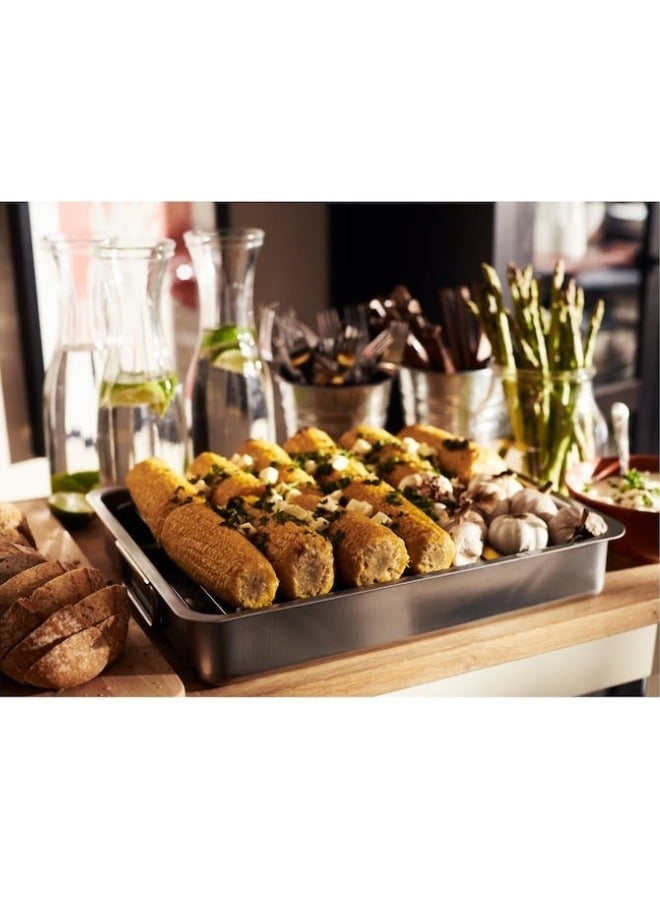 صينية تحميص مع رف شواء فضي/رمادي 40×32 سم - Image 5