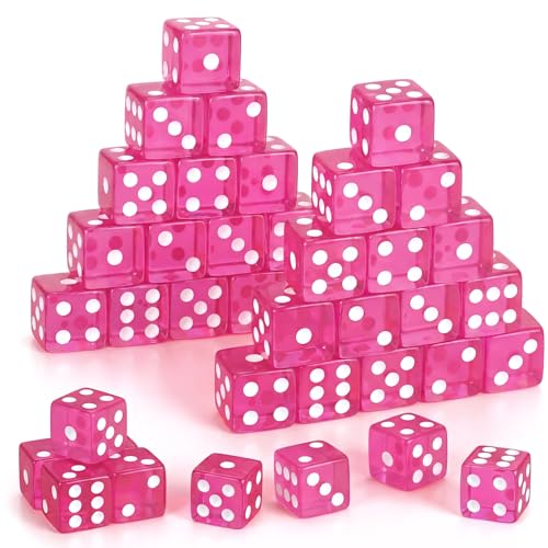 Poen 30 Pcs Light Pink Dice Set Opaque 16mm Dice Casino Theme Party with White Pips for Game Party Family Board Games - Image 1
