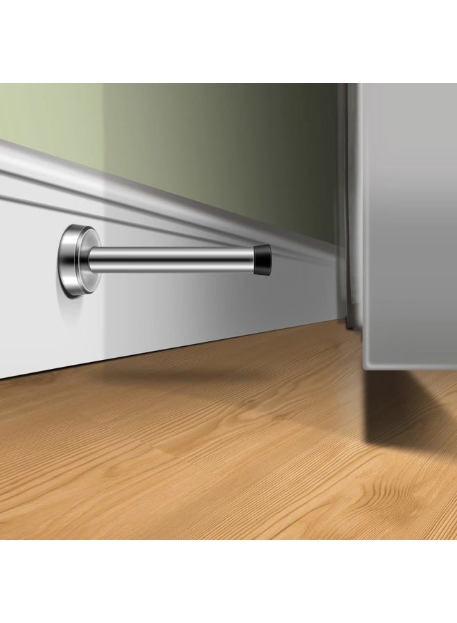 HUTLON Door Stop 2 Pack, Long Door Stopper, 6 Inch Large Modern Brushed Metal Doorstop Door Holder with Mute Rubber Tip, Heavy Duty Commercial Stainless Steel Solid Door Stopper Wall Protector - Image 2