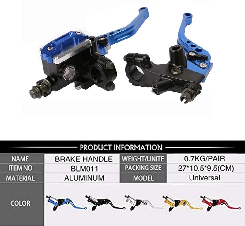 PACEWALKER Universal Motorcycle 7/8" 22mm Handlebar Brake Master Cylinder Clutch Lever CNC Left & Right Set for Honda Kawasaki Suzuki Yamaha Blue - Image 4