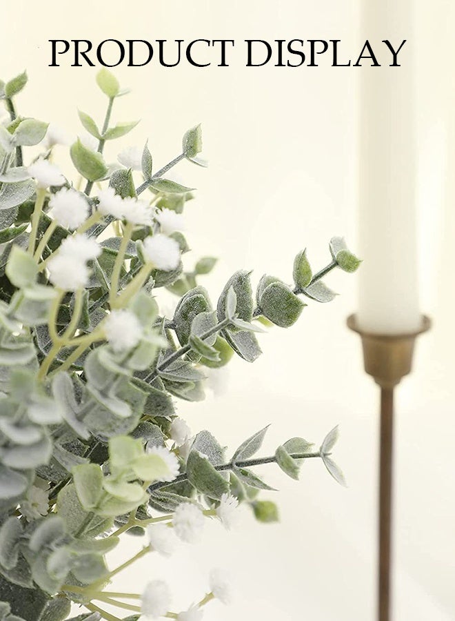 DUNISO 10 Pcs Artificial Flowers，Plastic Fake Flowers Bouquets，Fake Plant Eucalyptus Flower Arrangement for Home Office ，DIY Decorative Fake Flowers，Durable,Easy to Care for，for Hotel Home Office Kitchen Wedding Farmhouse Décor - Image 5