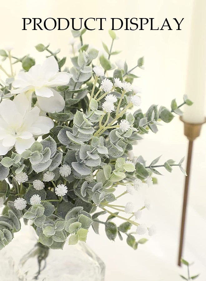 DUNISO 10 Pcs Artificial Flowers，Plastic Fake Flowers Bouquets，Fake Plant Eucalyptus Flower Arrangement for Home Office ，DIY Decorative Fake Flowers，Durable,Easy to Care for，for Hotel Home Office Kitchen Wedding Farmhouse Décor - Image 3