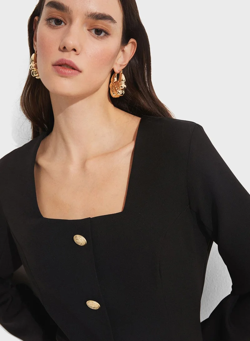 JUNE Button-Front Mini Dress