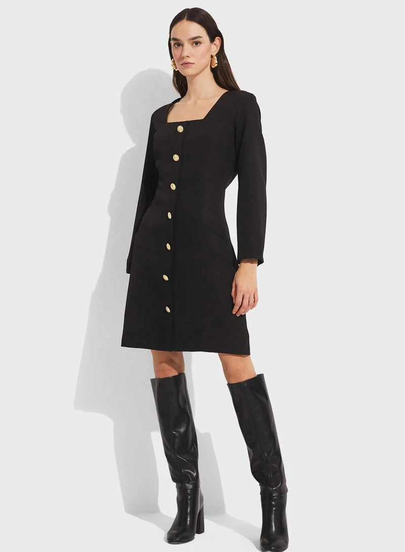 JUNE Button-Front Mini Dress