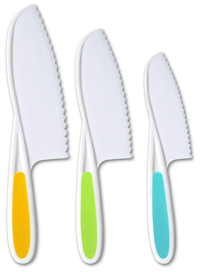 KPS Safe Nylon Kitchen Knives Set for Children | with Serrated Blades for Cooking/Baking/Cutting | Toddler Cooking Tool | Child Friendly Kitchen Learning Fun Utensils (Set of 3 PCs,Multicolor) - Image 1