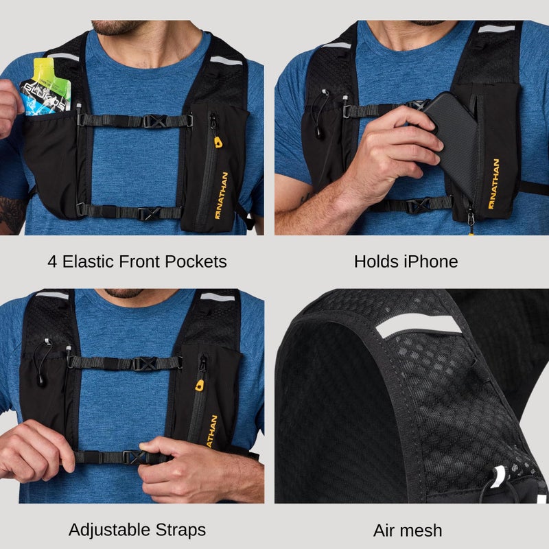 Nathan Running Hydration Vest â€“ Lightweight Running Vest for Men & Women â€“ Adjustable Backpack for Marathons â€“ Reflective Hydration Backpack â€“ OSFM â€“ Black - Image 3