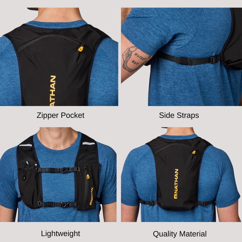 Nathan Running Hydration Vest â€“ Lightweight Running Vest for Men & Women â€“ Adjustable Backpack for Marathons â€“ Reflective Hydration Backpack â€“ OSFM â€“ Black - Image 4