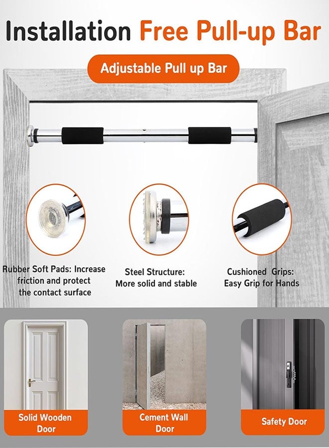 قضيب سحب، قضيب سحب قابل للتعديل من الفولاذ المقاوم للصدأ مقاس 23.6-38.5 بوصة مع مقبض ناعم، معدات رياضية منزلية شديدة التحمل للتدريب على اللياقة البدنية - Image 3