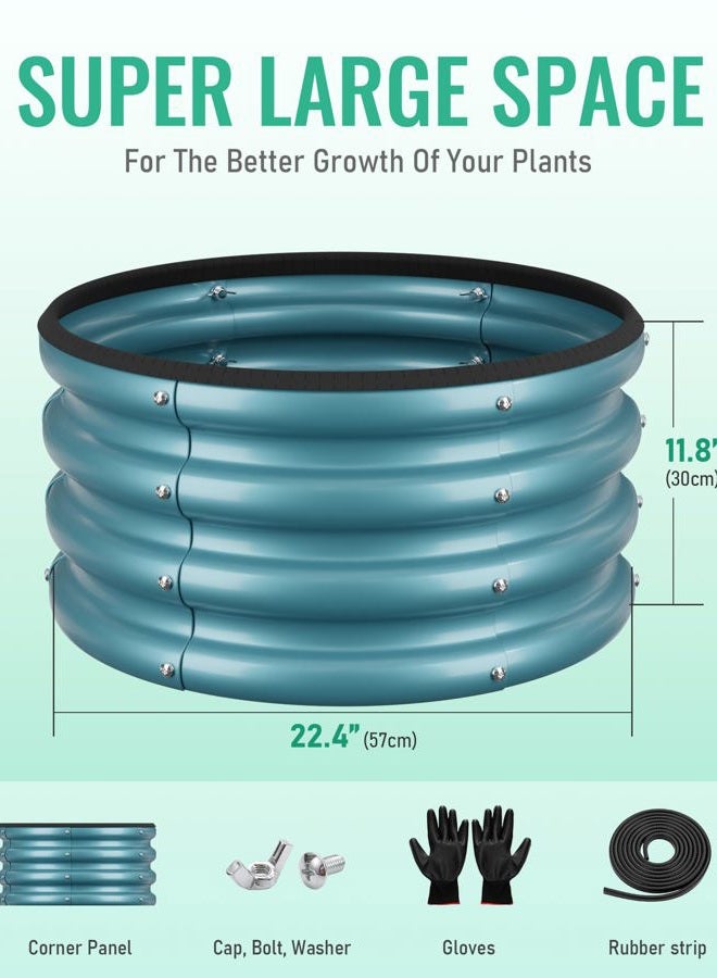 ZXZYHFTY Round Galvanized Raised Garden Bed kit, Blue Outdoor Garden Raised Planter Box, Round Large Metal Raised Garden Beds for Vegetable 2 * 2 * 1ft 3 Pcs - Image 4