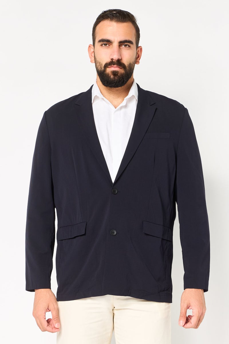 SELECTED Men Drop Shoulder Fit Solid Casual Blazer, Navy - Image 1