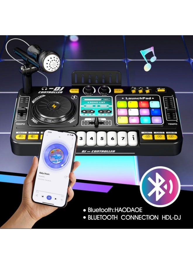 Kids DJ Turntable Toy – Multi-Function Bluetooth Music Instrument with Realistic Sound Effects, Playable Keys & Microphone  | Educational Baby Musical Toy for Early Learning & Hand-Eye Coordination - Image 4