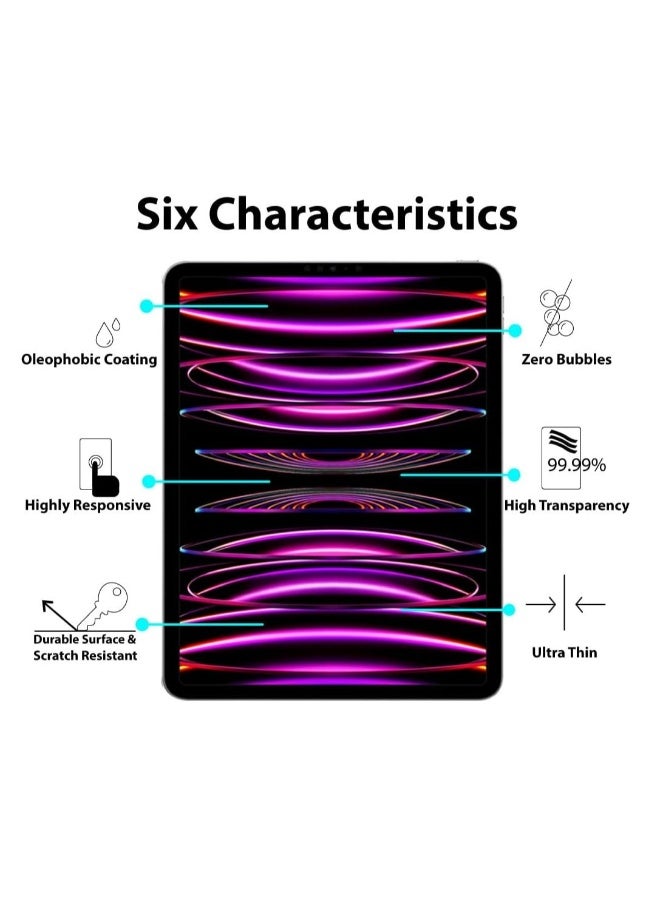 DUSALA iPad Pro 11-Inch Screen Protector Model 9H Hardness Protective Glass Face ID Compatible Anti-Fingerprints HD-Clear Tempered Glass Film Compatible For iPad Pro 11 inch Works with iPad Air 5/4 2022/2020 10.9-Inch - Image 3