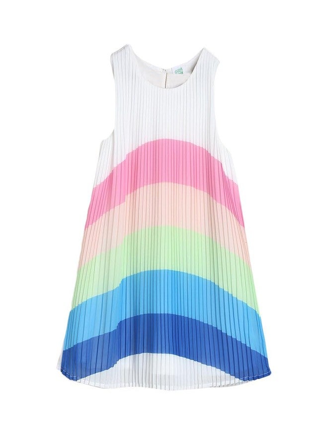 miniklub Baby Round Neck Sleeveless Woven Polyester Multi Color Dress (18-24M) - Image 1