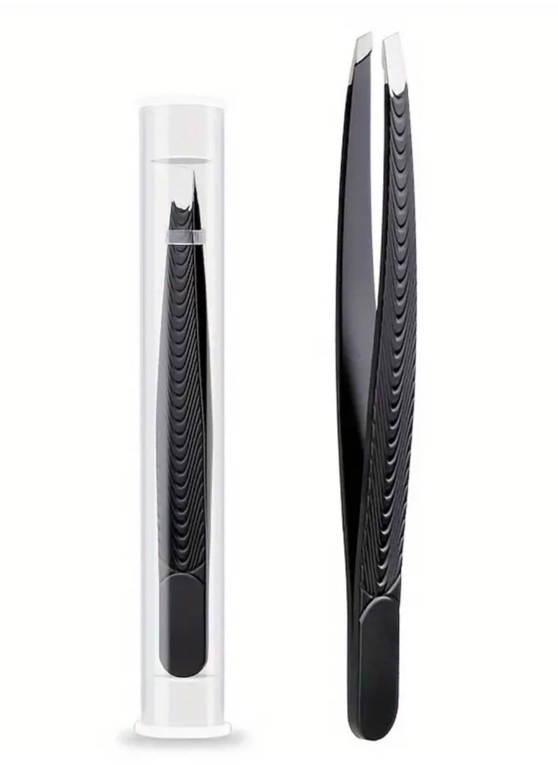 CleanWave - The Pure Effect Precision Slant-Tip Tweezers – Professional Hair Removal for Perfectly Groomed Brows, Beard & Mustache! Ideal for Eyebrows,Grooming - Non-Slip, Professional Grade Precision Tools  - Image 1