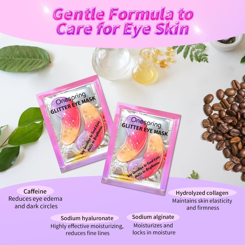 OneSpring Eye Masks (24 Pairs) - Gift for Her - Tri-color Under Eye Patches for Dark Circles, Puffiness, Wrinkles, Soothing & Hydrating, Skincare Eye Gel Pads, Beauty Essential for Women, Easter Basket Stuffers - Image 3