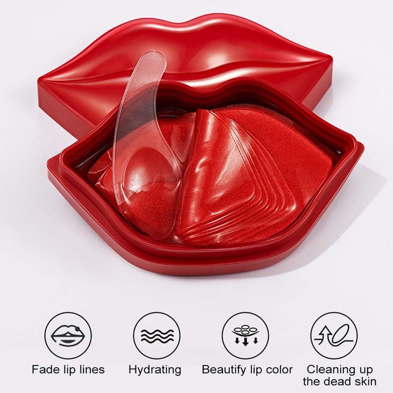 klarako 2 Box Cherry Collagen Lip Mask Patches, Lip Sleeping Mask, Treatment Lip Plumping Balm Moisturizes And Repairs Dry Chapped Lips, Pot of 20 Moisturizing Masks - Image 2