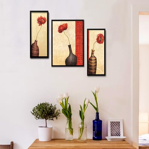 Rousrie Wall Painting Frames For decor, Pictures Frame For Living Room, Home Decoration, Bedroom, Set of 3, 1pc- 23 x 30 cm, 2pc- 12.5 x 30 cm (Design 1) - Image 3