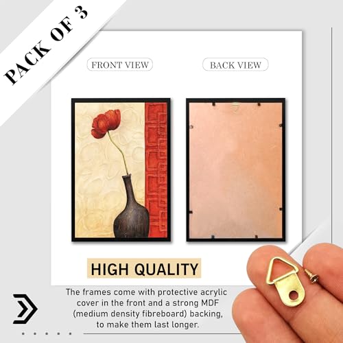 Rousrie Wall Painting Frames For decor, Pictures Frame For Living Room, Home Decoration, Bedroom, Set of 3, 1pc- 23 x 30 cm, 2pc- 12.5 x 30 cm (Design 1) - Image 5