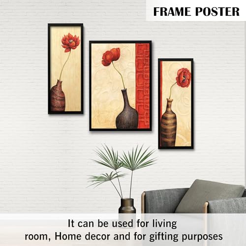 Rousrie Wall Painting Frames For decor, Pictures Frame For Living Room, Home Decoration, Bedroom, Set of 3, 1pc- 23 x 30 cm, 2pc- 12.5 x 30 cm (Design 1) - Image 2