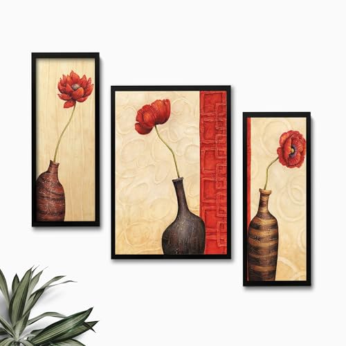 Rousrie Wall Painting Frames For decor, Pictures Frame For Living Room, Home Decoration, Bedroom, Set of 3, 1pc- 23 x 30 cm, 2pc- 12.5 x 30 cm (Design 1) - Image 1