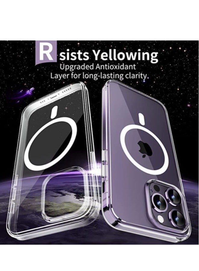 iPhone 14 Pro Max Meg-safe case | Anti Yellowing clear case | ultra slim Anti-Scratch Hard back cover | Shockproof Corner Bumper Protection | Wireless charging compatible iphone 14 pro max cover - Image 2