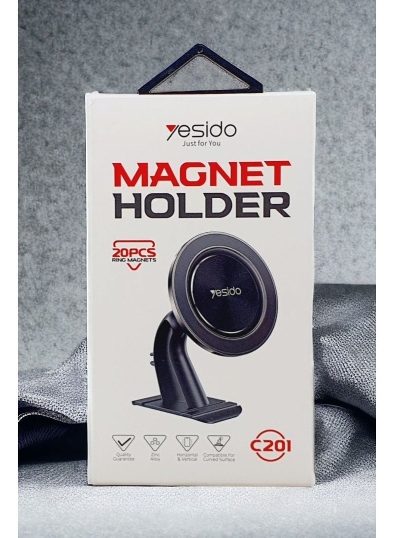 Yesido Magnetic Phone Holder with 20 Magnets Anti-slip Grip Easy Access Charging Port Fits Most Phones Yesido C201 Black - Image 2
