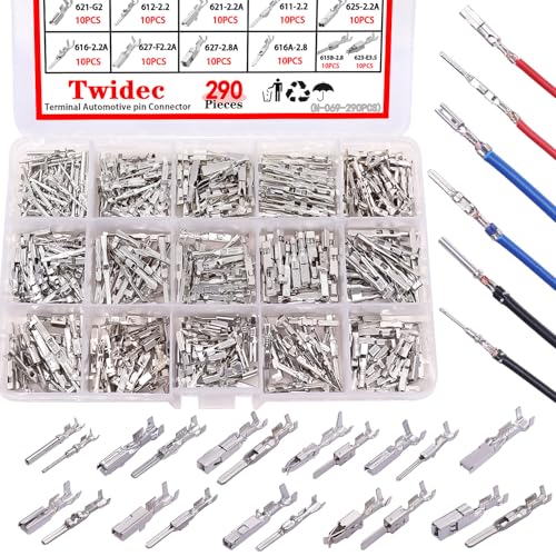 Twidec290PCS Car Electrical Wire Terminal Pins Connector 11518222835mm 21Type Connector Pins Terminal Auto Electric Connectors NonInsulated Plug Removal Male Female Crimp Pins - Image 1