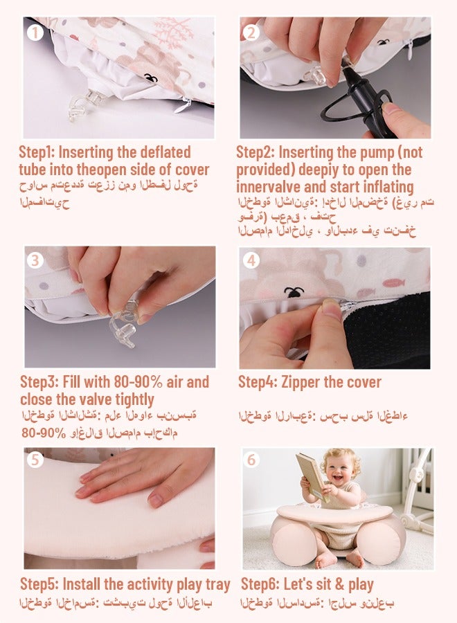 Beauenty Baby Sit Me Up Seat, Inflatable Baby Seat with Cover for Babies 3-36 Months,Portable,Inflatable Sit  Play Floor Seat for Sitting Up,Inflatable Baby Chair Baby Seats for Sitting Up 3 Months - Image 3