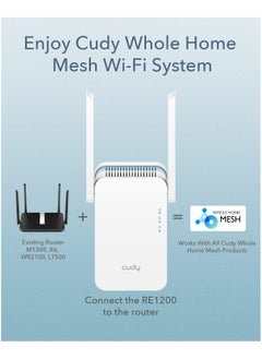 AC1200 WiFi Extender, 1.2Gbps Home Signal Booster, Dual Band 5GHz/2.4GHz, Covers up to 1500 Sq.ft and 30 Devices, AP Mode, Mesh Supported, RE1200 - pzsku/ZAB34C943039CE08A4DABZ/45/_/1726498014/98e9e692-7d42-4659-bc76-e34070d2443c