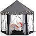 Monobeach Princess Tent Girls Black Large Playhouse Kids Castle Play Tent with Star Lights Gift Toy for Children Indoor and Outdoor Games - Image 2